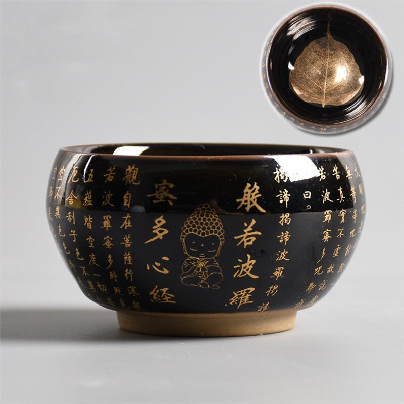 Keramisk hjerte sutra tekop porcelæn blad mester te kop zen buddha kontor vand krus tilbehør til hjemmet drinkware: C