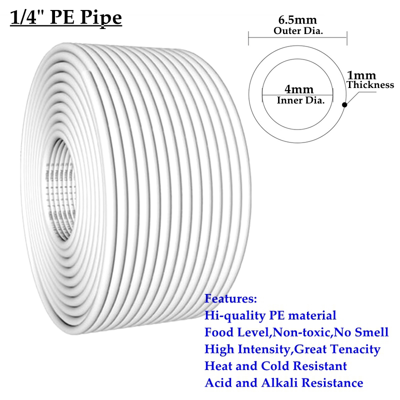 100m/Roll 1/4" 3/8" PE Pipe Food Grade Water Purifier Pipe Hi Soft Tube Aquarium Flexible Hose RO Water Pipe