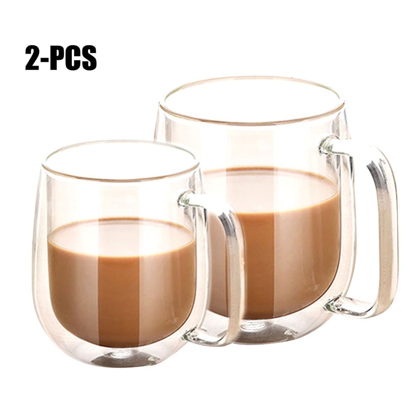 2 st dubbelvägg värmebeständigt par älskare kaffemuggar kort glas isolerade mjölk te koppar dricks glas muggar för hem familjen