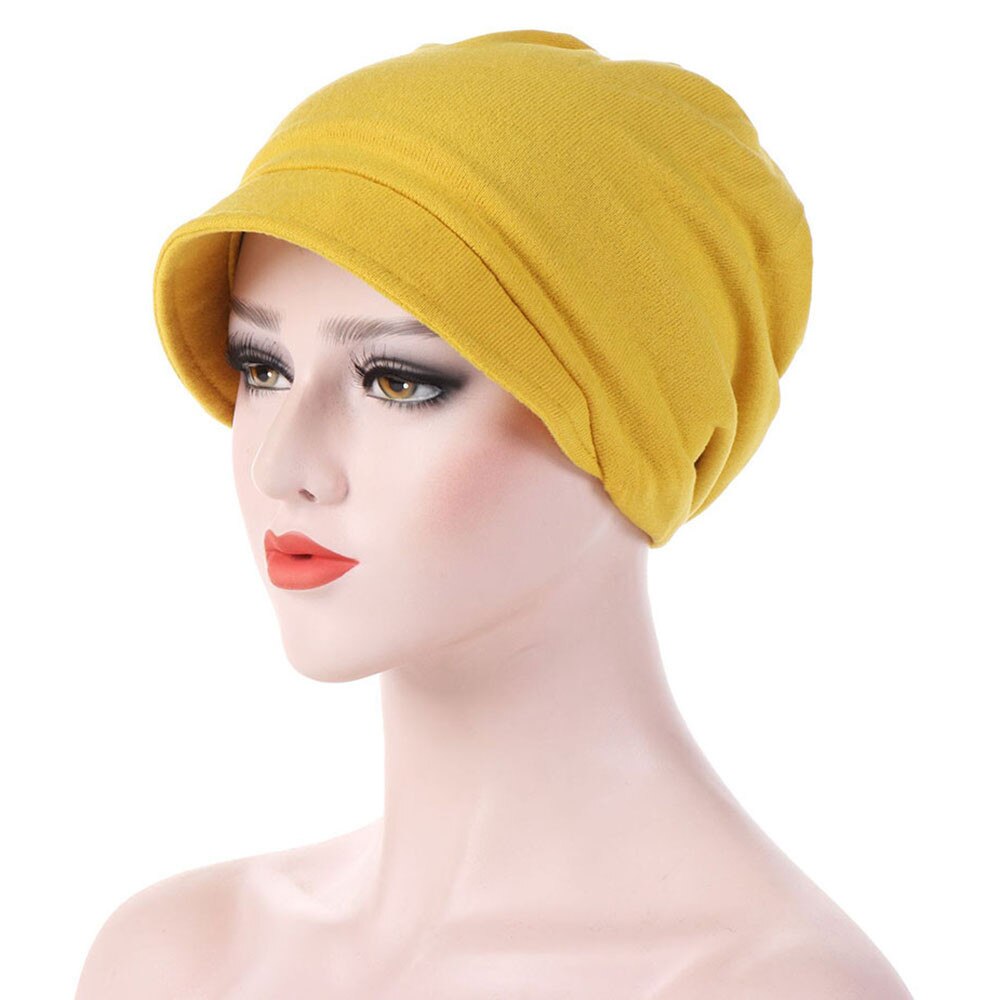 Las mujeres de algodón cálido a prueba de viento gorro de quimioterapia sombrero musulmán cabeza gorro envolvente otoño sombreros gorra de gorros de lana para quimioterapia arcos accesorios para el cabello: Yellow