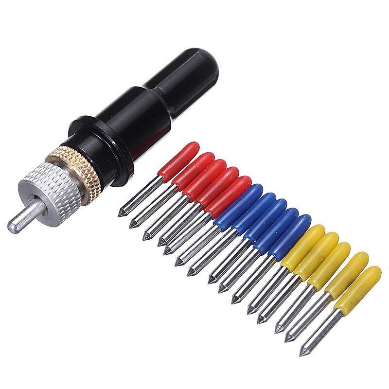 Cuchillas de 30/45/60 grados + soporte de cuchilla de acero de tungsteno para cortador de vinilo Roland, 15 Uds.