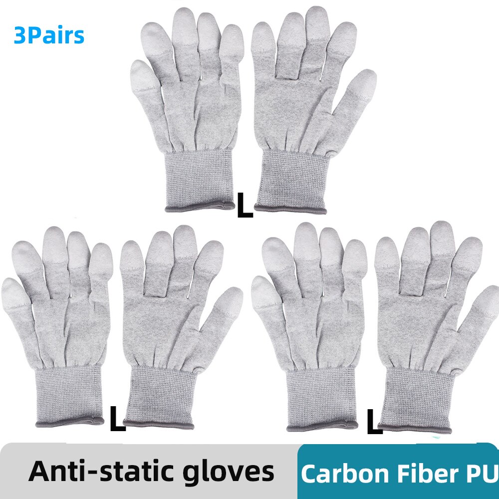 Handy Reparatur Carbon Faser Handschuhe PU Isolierung Beschichtung Finger Anti Statische Handschuhe ESD Elektronische WorkingTablets Fix Werkzeuge: YCN3-3Pairs 3L