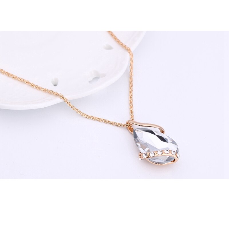 Yunkingdom Charms Wedding Necklaces&Earrings Geometric Crystal Rhinestones Jewelry Sets For Women