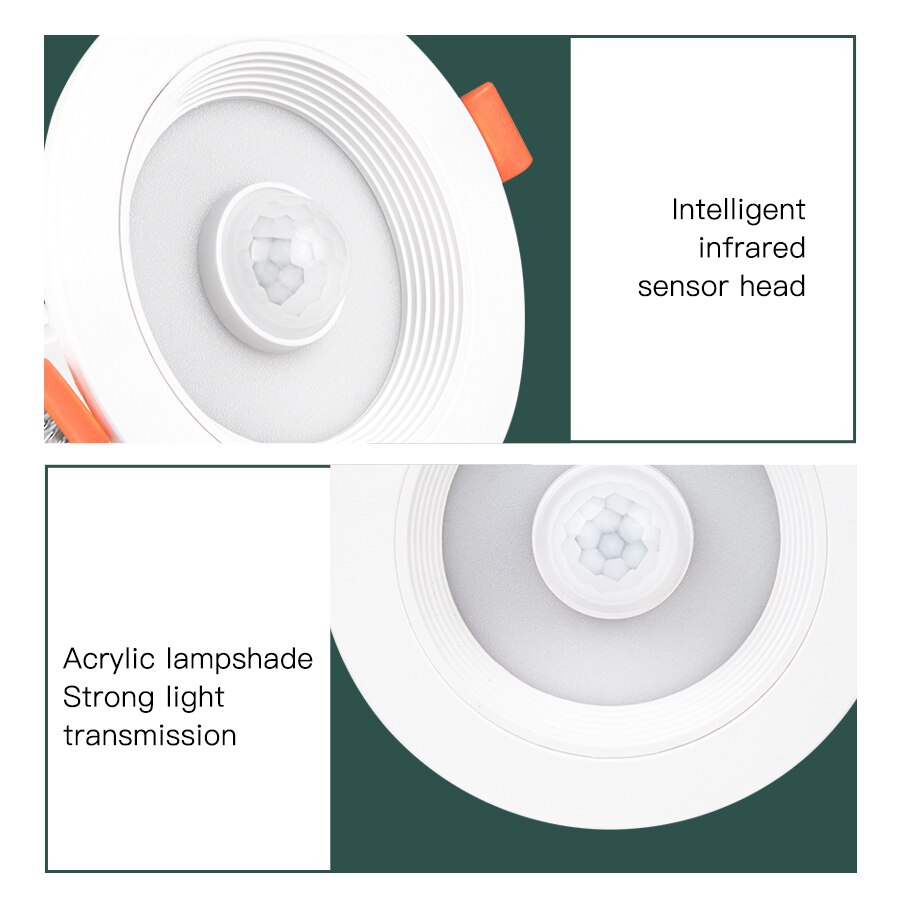 PIR Motion Sensor LED Night Lamp 5W 10W 15W 20W Home Round Downlight 110V 220V Spotlight for Kitchen Bedroom Indoor Night Light