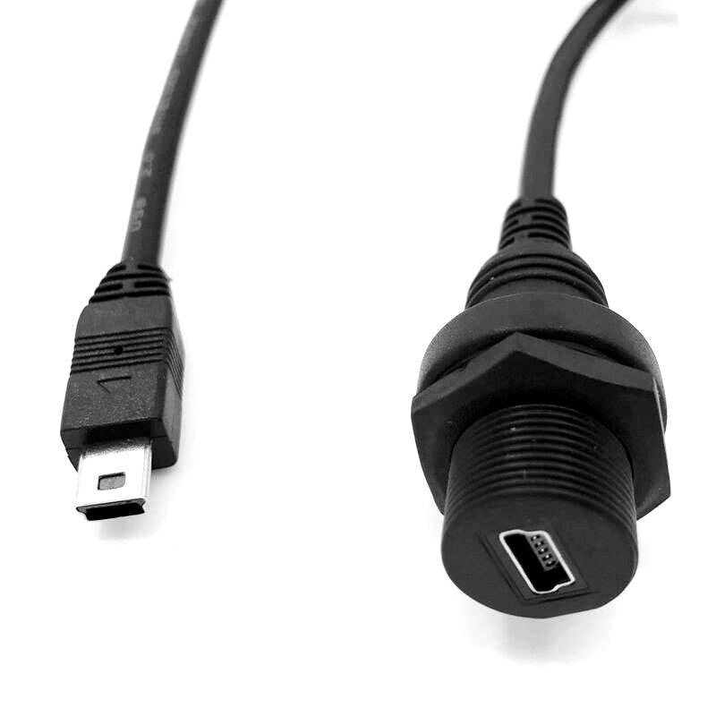 Mini USB 2.0 IP67 Waterproof Cable Mini USB2.0 Male to Female IP 67 Water Proof Panel Mount Connector Extension cord 0.2m/1m