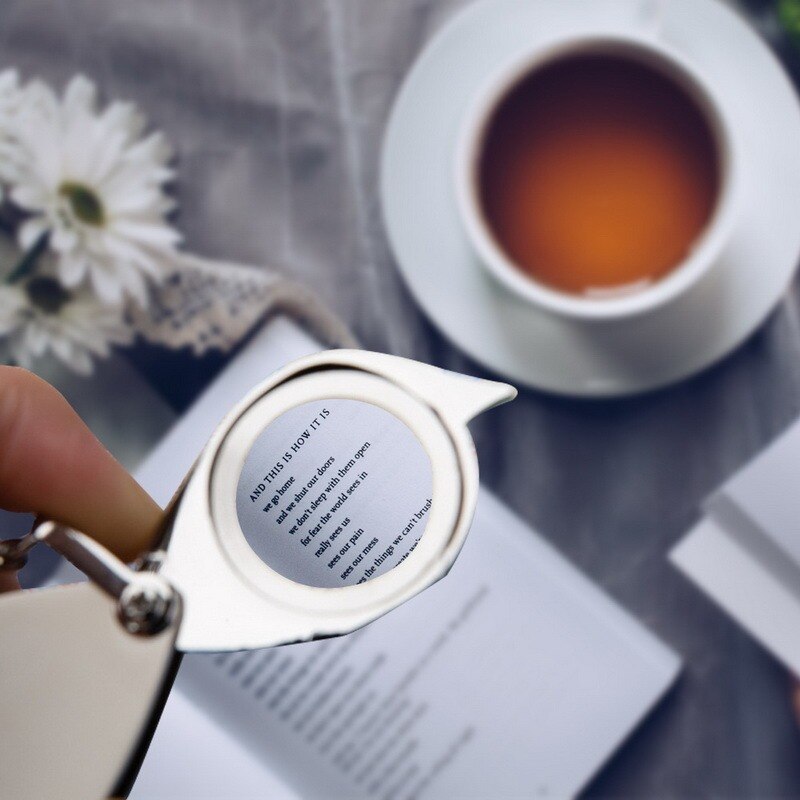 Handheld Magnifying Glass Foldable Mini Keychain 10X Portable Daily Manual Magnifying Glass Keychain Tool Metal Movable Handle