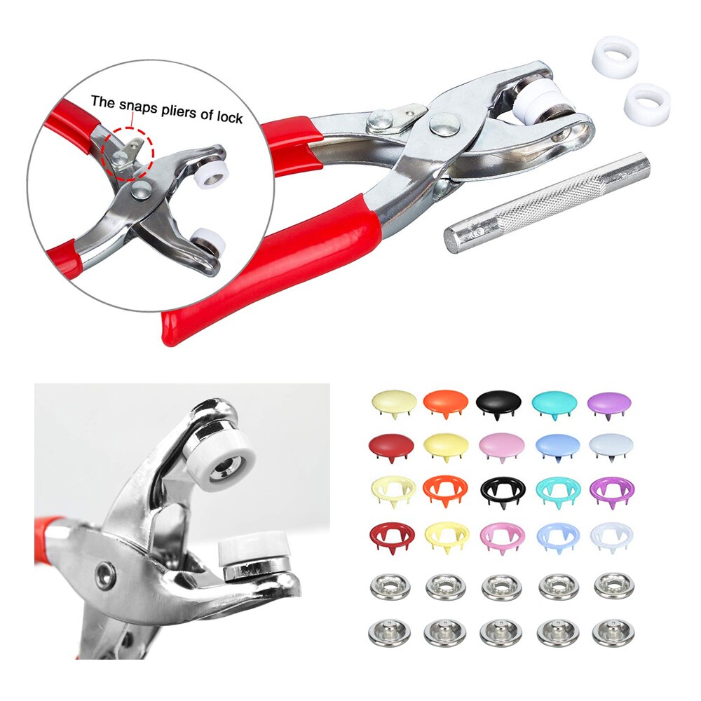 9.5/10mm 100/200imposta Metallo per Cucire Vestiti Bottoni polo Anello Presse Borchie Bottoni a pressione + clip pinze accessori per il Cucito FAI DA TE 05