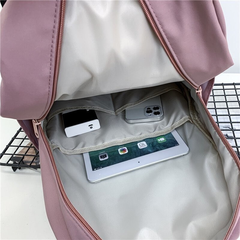 Nylon Wasserdichte Frauen Rucksack Kawaii schule taschen für Teenager mädchen Mit Niedlichen anhänger
