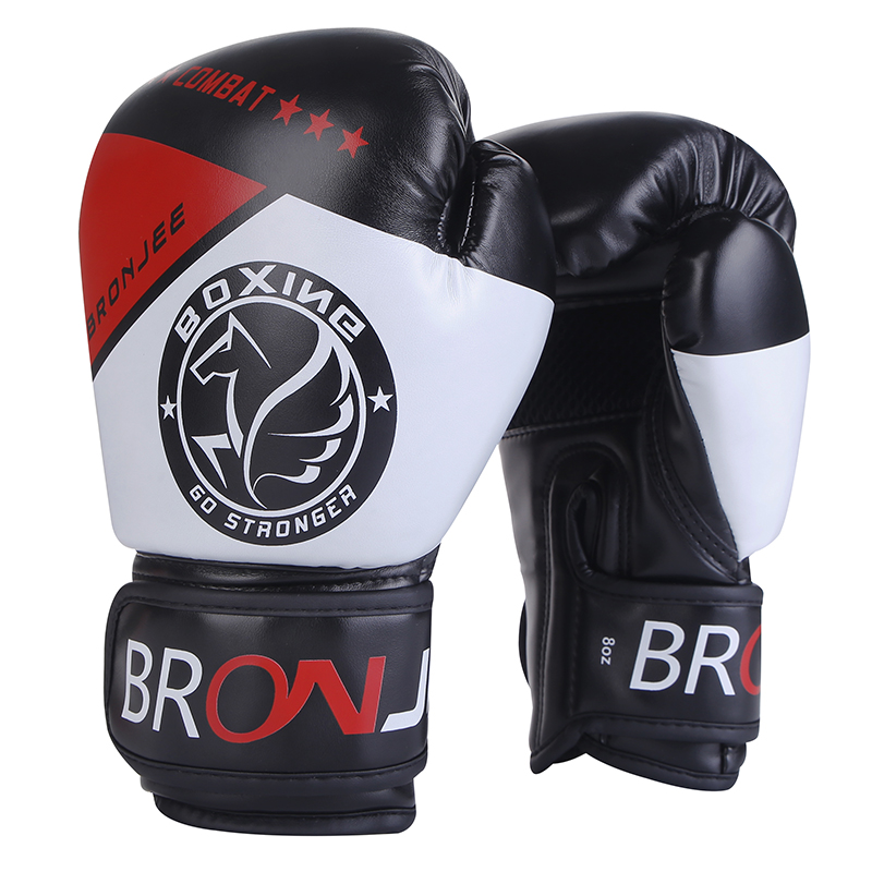 Gants de boxe en cuir synthétique, 6 8 10 12 14oz, pour entraînement au combat mma: blackred / 14oz