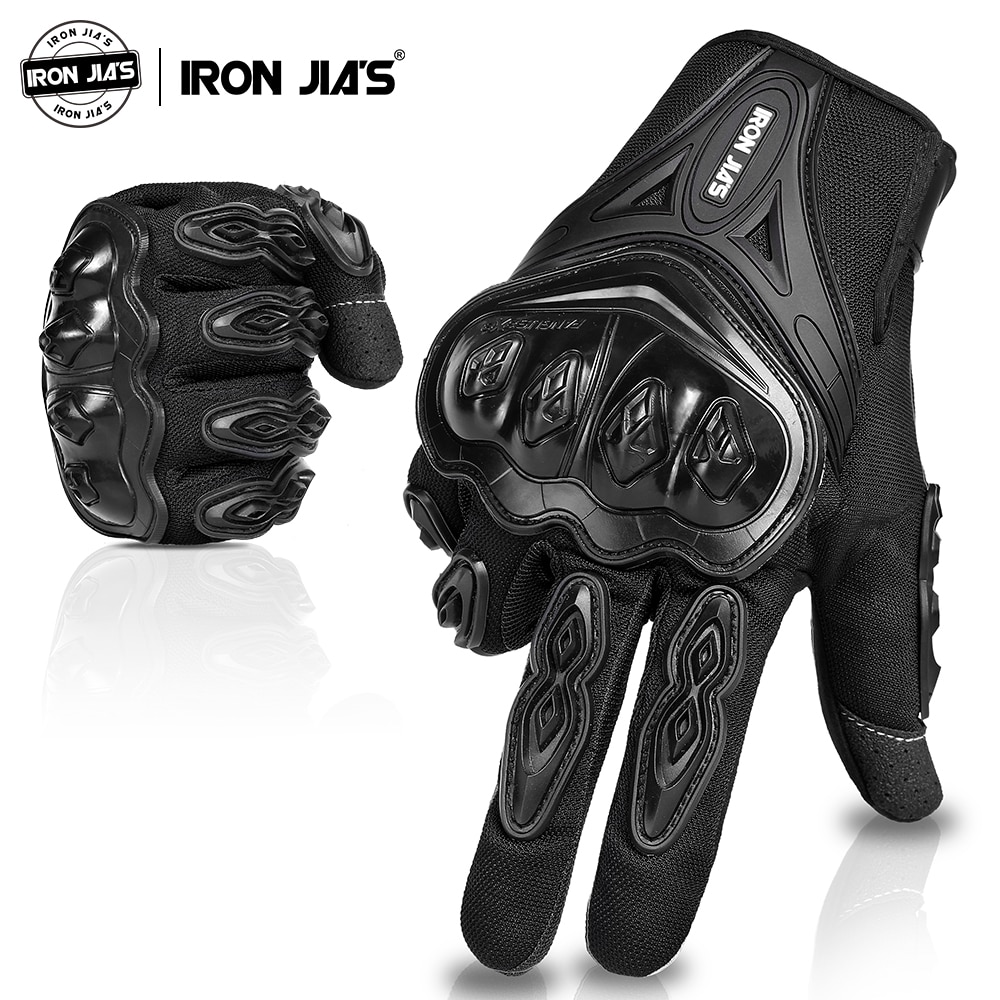Zomer Motorhandschoenen Touch Screen Iron Jia's Volledige Vinger Ademend Rijden Beschermende Kleding Motorbike Motocross Handschoenen # AXE10