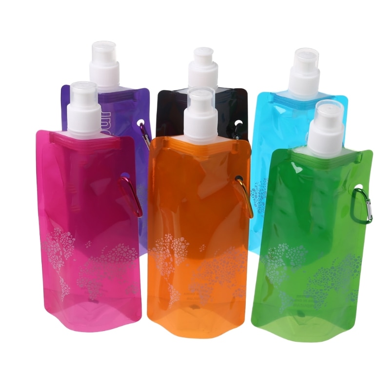 480 ml Opvouwbare Waterzak Wandelen Camping Sport Draagbare Siliconen Fles Frisdrank