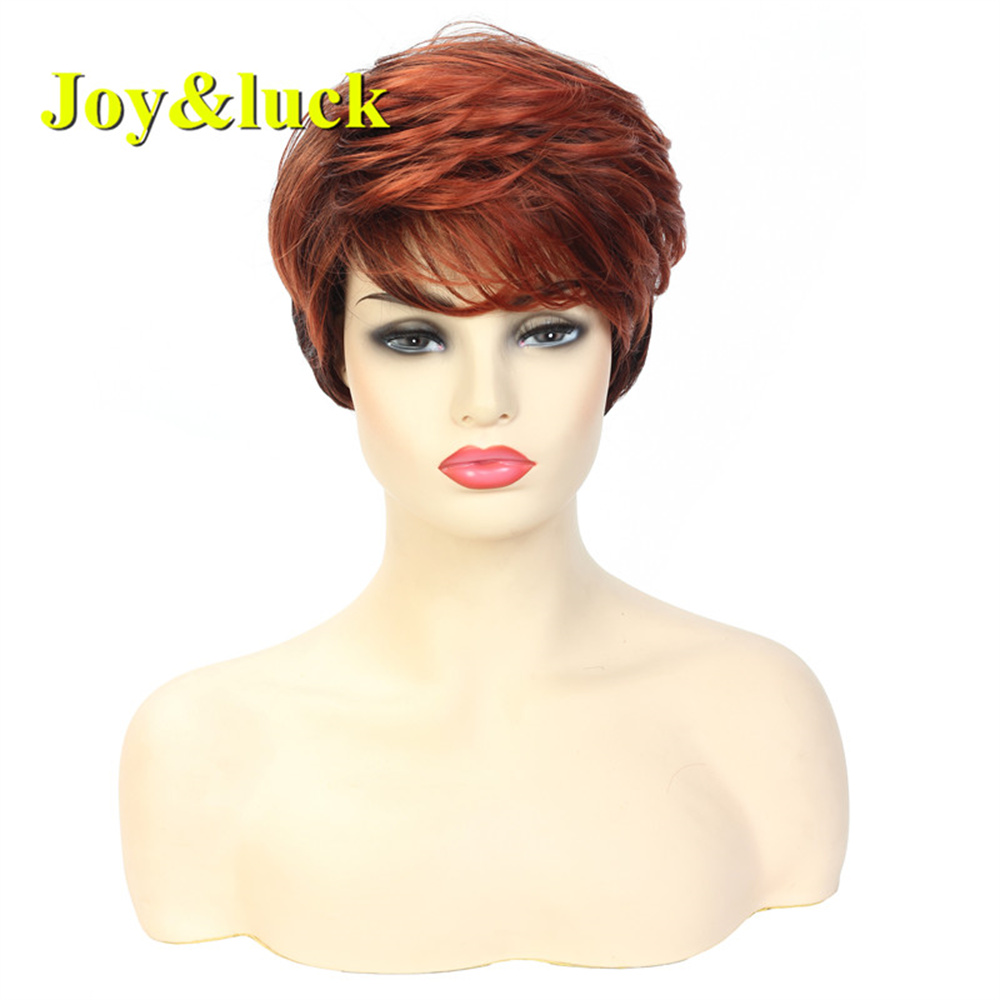 Short Ombre Blonde Wig Synthetic Bob Straight Hair With Bangs Women Natural Daily Wear Wig