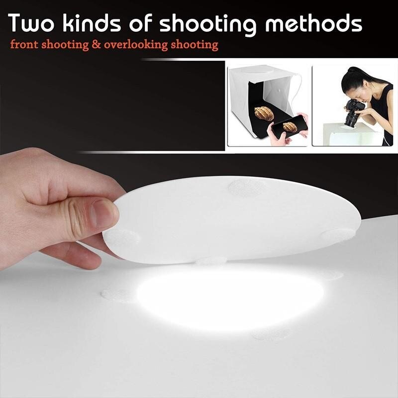 Foldable Photography Lightbox Photo Studio Softbox LED Light Shooting Box Kit With 2 Background for DSLR Camera Smart Phone