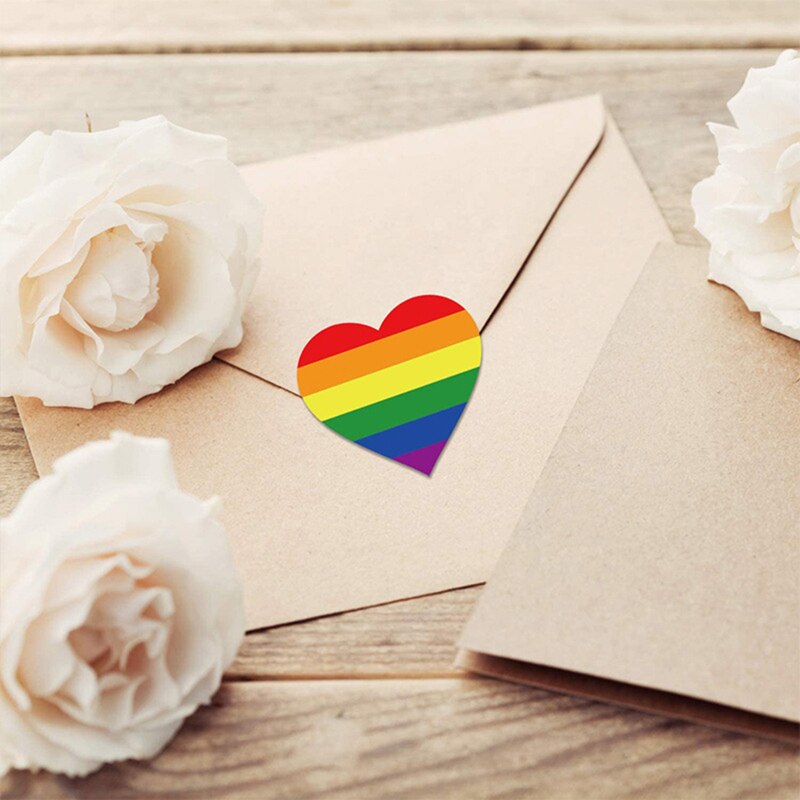 Heart Shape Rainbow Stickers Seal Labels 500 Labels Stickers Scrapbooking For Package Wedding Decoration Stationery Sticker