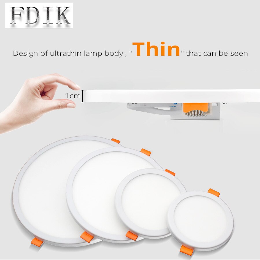 DINGDIAN LED Panel Lights Ultra thin Recessed Downlight 6W 8W 15W 20W 220V Square Round Panel lamp Ceiling Lamp White/Warm white