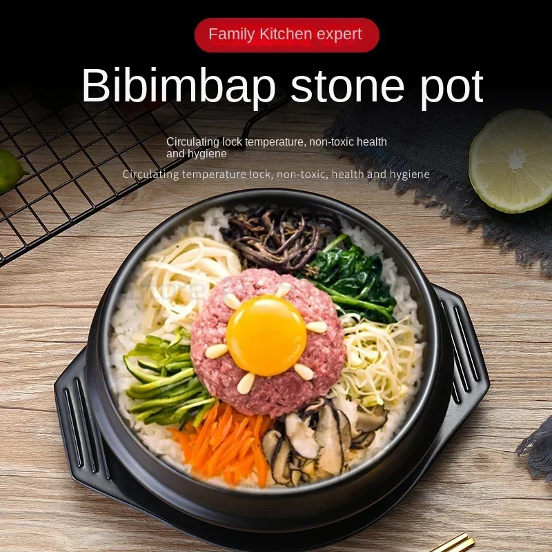 Koreansk Keramisk Skål Dolsot for Bibimbap, Suppe og Annen Mat med Brett