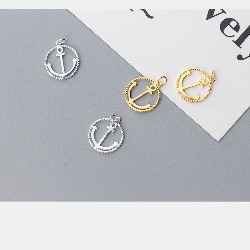 Uqbing 100% 925 Sterling Zilver Populaire 13 Mm Ronde Anker Hanger Dangle Charm Fit Vrouwen Armband Kettingen Diy Sieraden