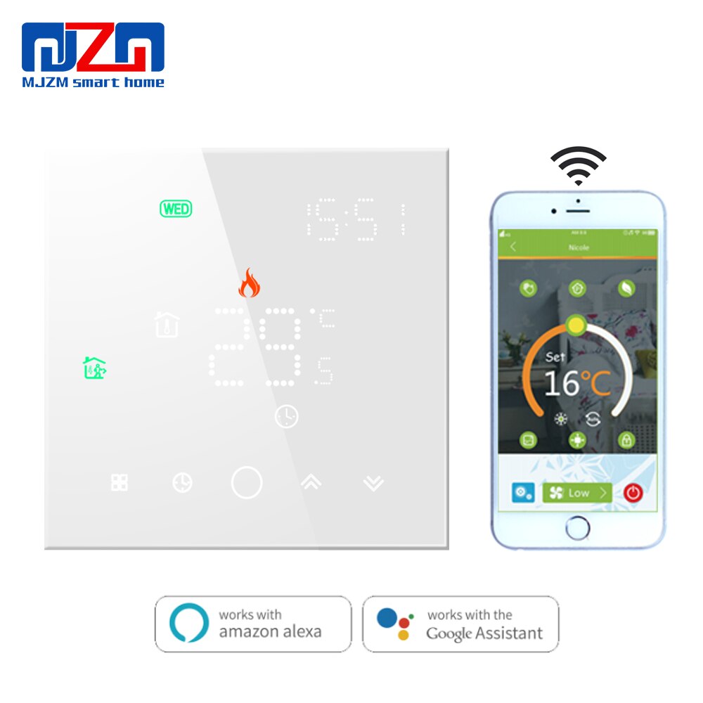 MJZM-termostato WiFi para caldera eléctrica/de agua/Gas, calefacción inteligente para el hogar, funciona con Alexa, TUYA y Google