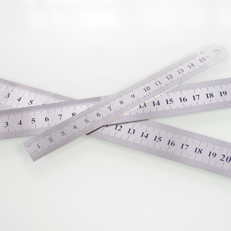 Rvs Metalen Heerser 15/20/30/40 cm Metrische Regel Precisie Dubbelzijdig Meetinstrument Naaien Tool Accessoire