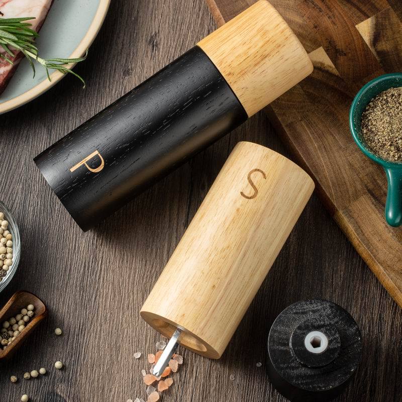 Oak Wooden Pepper And Salt Mill Sets Multifunction Spice Pepper Grinder Refillable Pepper Salt Grinder Sets With Box For Home