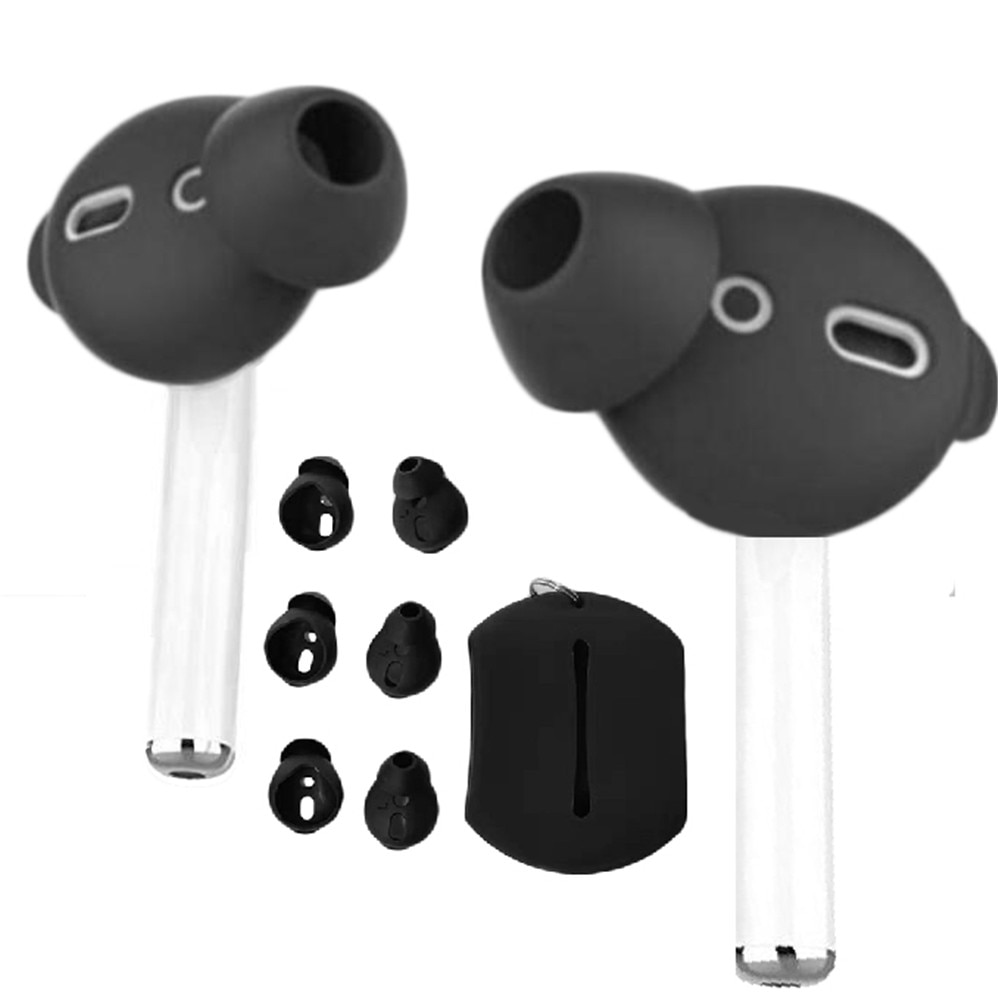 Comfortabele 3 Paar Zwart Wit Siliconen Oordopjes Covers Case Voor Apple Airpods Opslag Haak Pouch + Anti-Slip Oor tips Voor Earpods