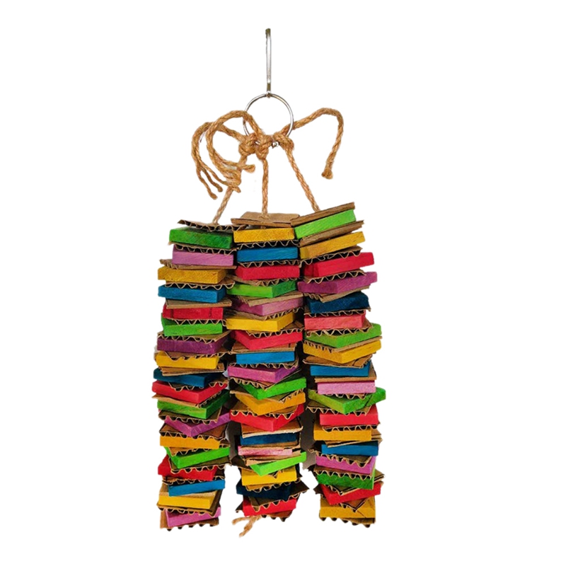 Parrot Toys for Large Birds Cardboard Big Bird Toys African Grey Parrot Toys Natural Wooden Bird Cage Chewing Toy with Clip CNIM