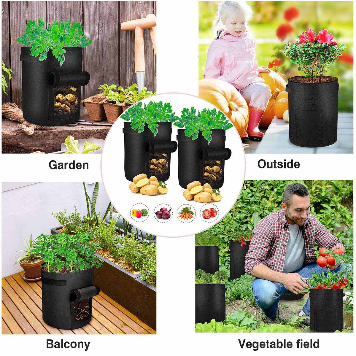 DIY Potato Grow Planter Holder Planting Container Bag Box Breathable Tomato Plant Planting Grow Bag Pot for Home Garden