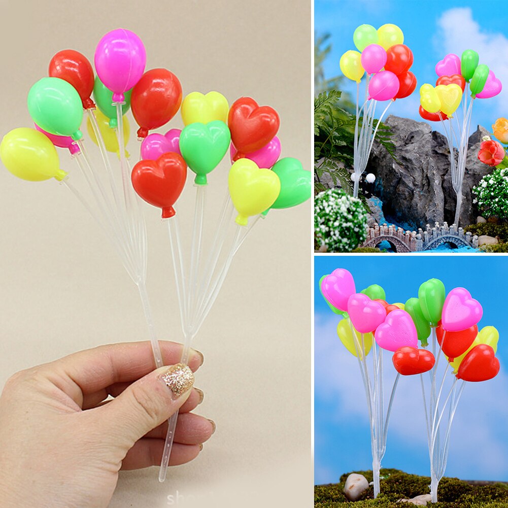 Mini Balloon Bouquet Cute Plastic Tube Balloon Bouquet Cluster for Cake Topper Microscopic Garden Decorative