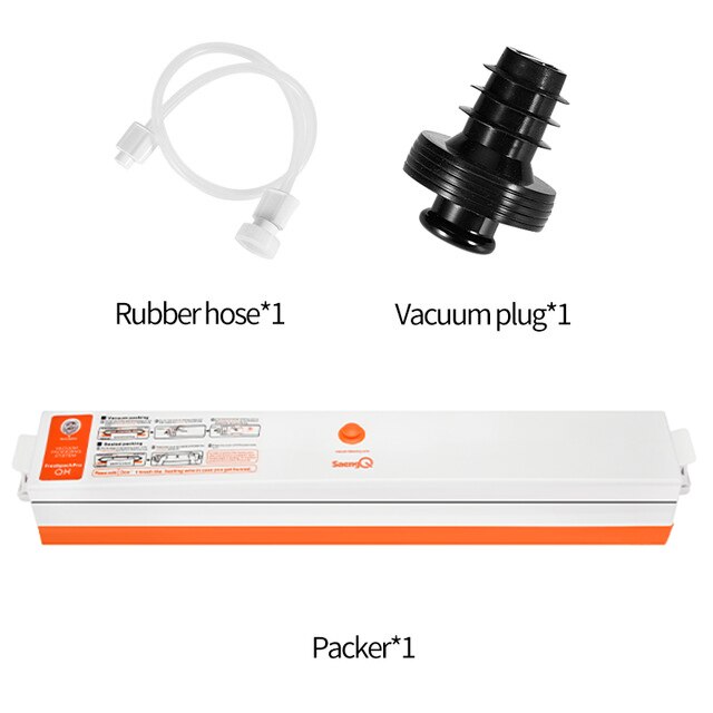 Electric Vacuum Sealer Packaging Machine For Home Kitchen Including 15pcs Food Saver Bags Commercial Vacuum Food Sealing Sealer: ORANGE-2pcs / 220V