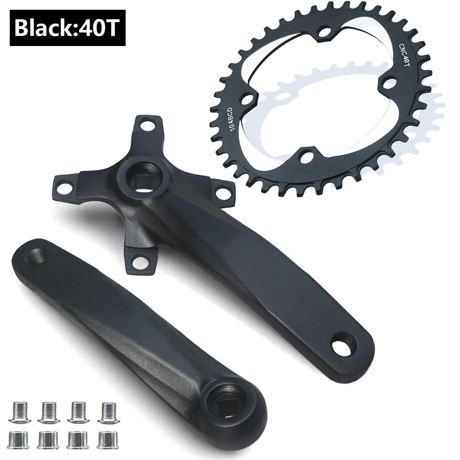 Bicycle Square Hole Sprocket 104BCD 152mm/165mm/170mm Crank Arms 32/34/36/38/40/42T Narrow Wide Chainwheel MTB Bike Crankset: Blue / 152mm