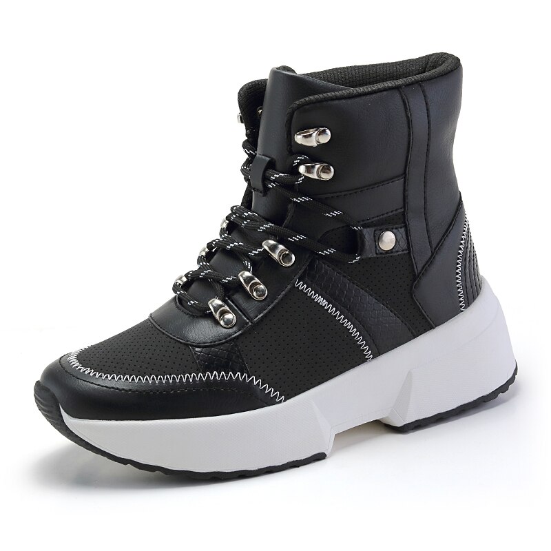 GRITION Womens Walking Shoes Outdoor Winter Sneakers Breathable Height Increasing White Hingking Boots Size 41: black / 37