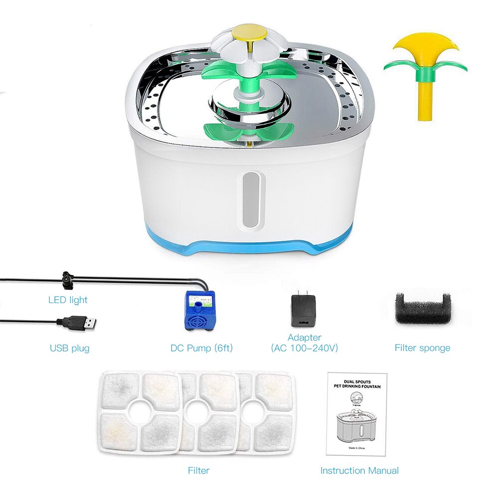 2.5L Automatic Cat Fountain Pet Drinking Water Dispenser Electric LED Dog Drinking Fountain Cat Feeder Drink Filter USB Powered