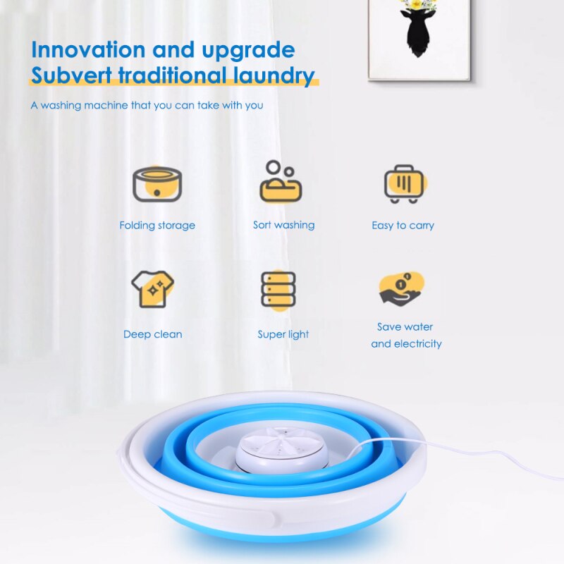 Laundry Portable Mini Turbo Washing Machine With Foldable Usb Powered Laundry Washer Folding Laundry Tub Washing Machine
