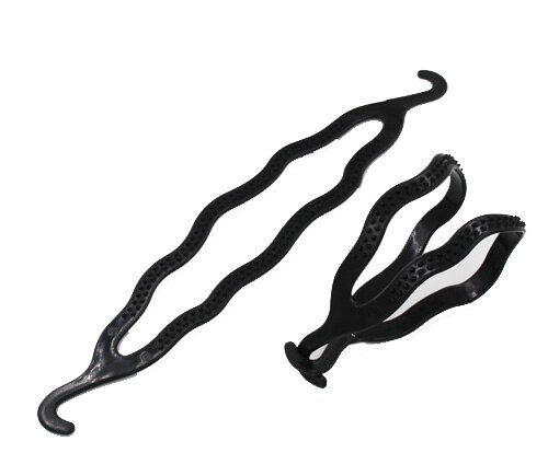 einrollen Mädchen 1pc Schwarz oder Kaffee Doppel Haken Magie Haar Brötchen Hersteller Einfach Haar Styling Werkzeug Haar Styler Zubehör: Schwarz