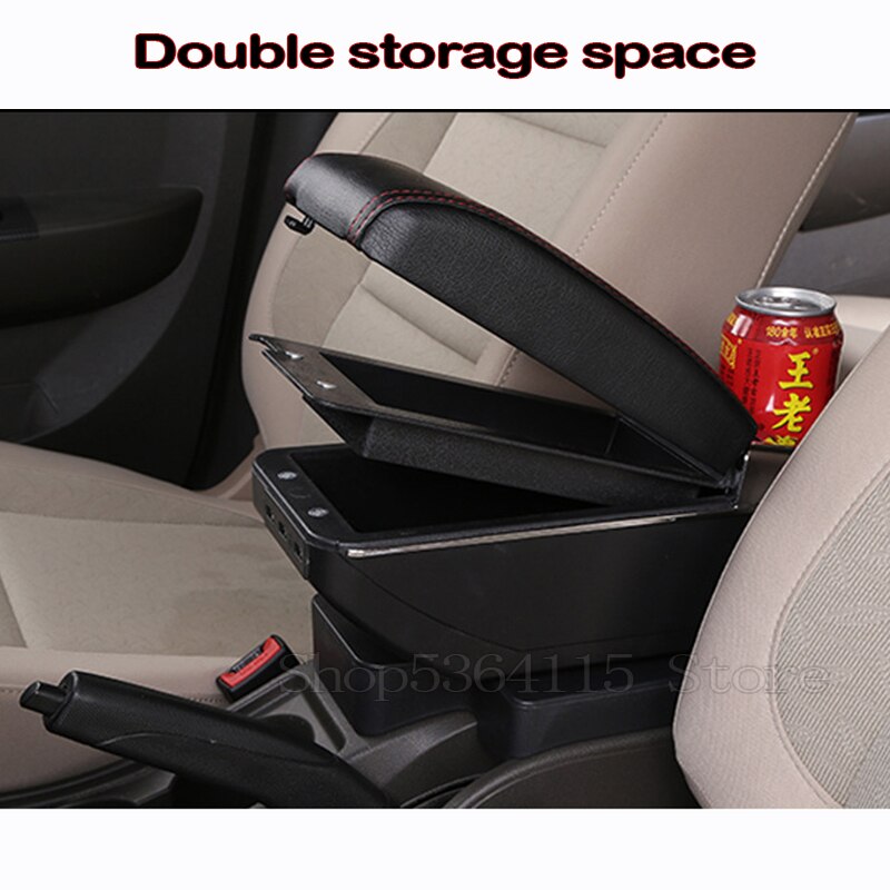 Para peugeot 207 caja de apoyabrazos carga USB aumentar doble capa almacenamiento central contenido taza soporte Cenicero Accesorios