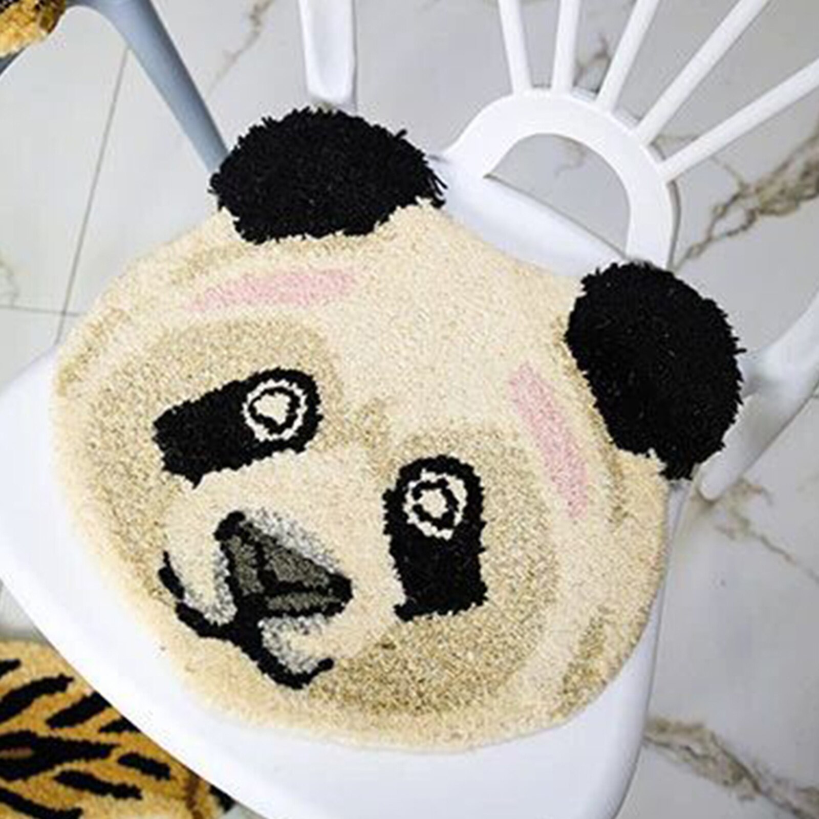 Household Imitation Cashmere Seat Cushion Cartoon Tiger/Lion/Panda Shape Thickened Floor Mat for Bedroom Living Room