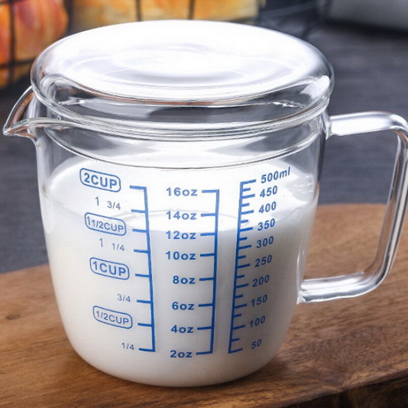 Heat-resistant glass measuring cup milk cup with scale microwave oven measuring cup scale cup with lid