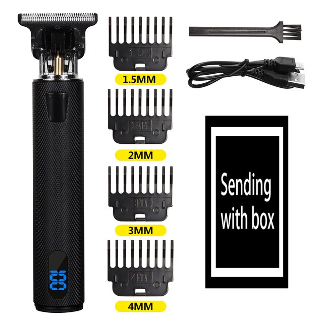 Tondeuse à cheveux professionnelle 2022 T9 0mm pour hommes, rasoir électrique pour barbe et barbier, Machine pour couper les cheveux: black LCD