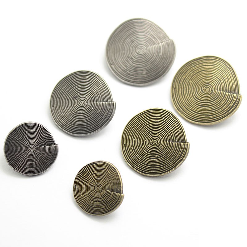 10 stk 18/23/25mm spiral retro metal knapper håndsyet afslappet vindjakke knap antik bronze gammel sølv formede knapper
