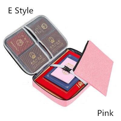 Waterproof Storage Document Bag Portable Household Certificate Finishing Pouch Travel Business Trip Organizer Case Accessories: Pink  E