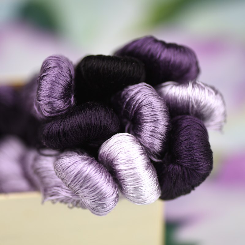 Hilo de bordar de seda/100% hilo de seda/bordado a mano, punto de cruz, morado oscuro/9 colores puros