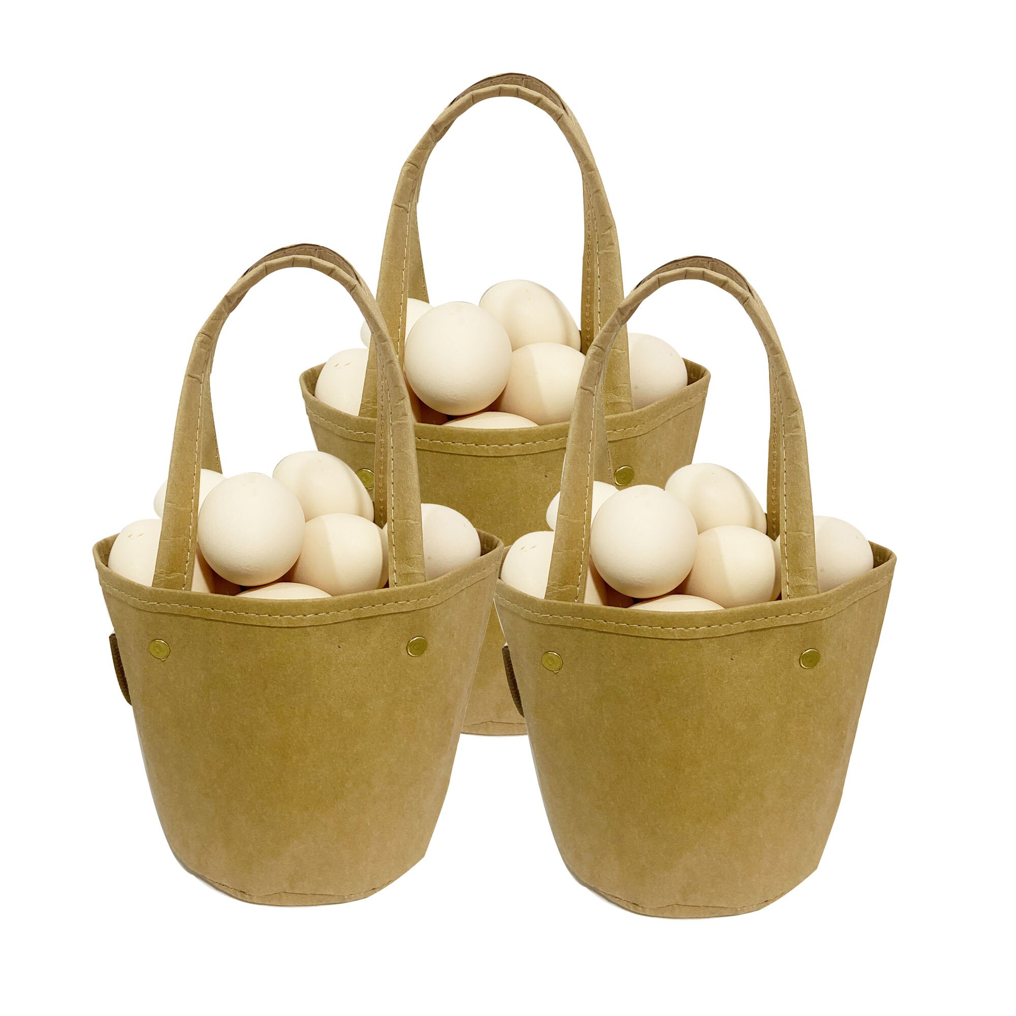 Reusable Produce Bags Kraft Paper, Washable Zero-waste fruit and vegetable organizer bags for refrigerator,Toy Grocery bag: S-handleX3PCS