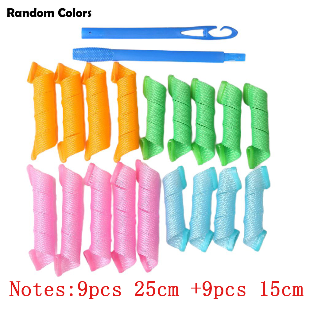 18 pz bigodino di capelli magico portatile accessori per lo messa in piega dei capelli bigodini di capelli strumento per lo messa in piega dei capelli di bellezza non dannoso rulli per capelli fai da te: 25cm 15cm