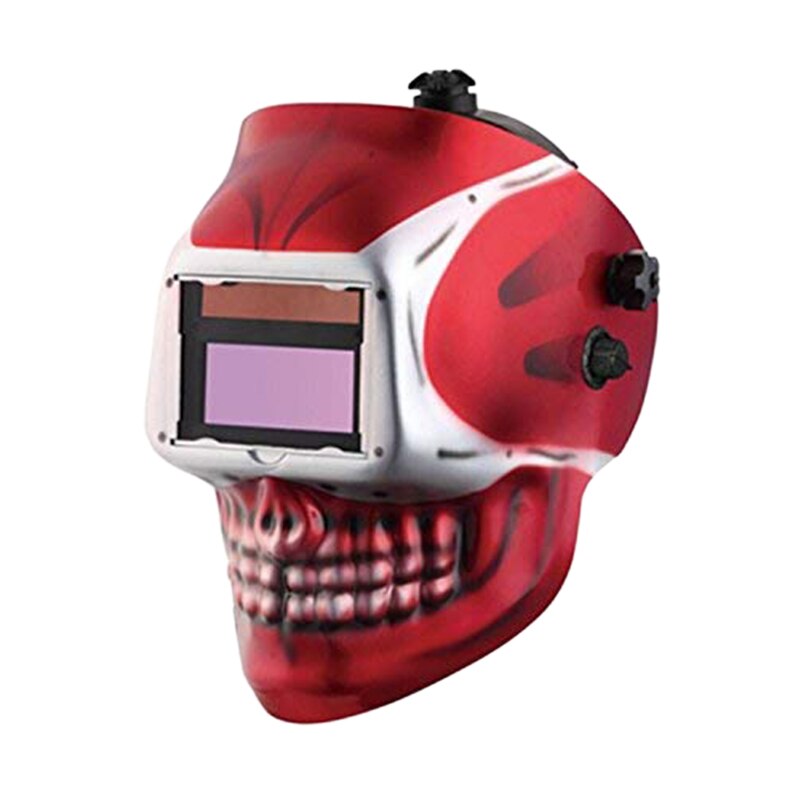 Solar Auto Lassen Masker/Lashelm/Lasser Cap/Goggle Gezicht Masker Voor Tig Mig Mma Lasapparatuur (Rode Schedel)