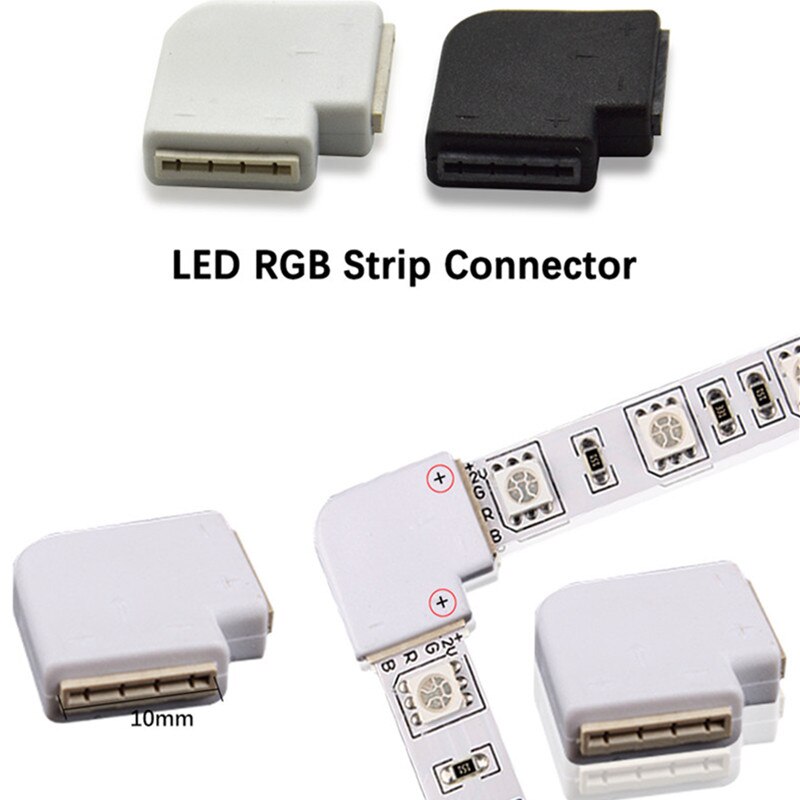 5Pcs 4 Pin Led Connector L Vorm Voor Aansluiten Hoek Haakse 10Mm 5050 Led Strip Licht Rgb kleur Installeren Strip