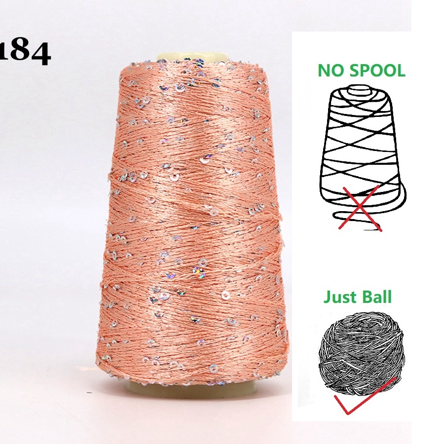 29 Color 50g/Ball /140M Sequins Cotton Yarn 6mm+3mm Special Glitter Match Thread DIY Accessories Rag Doll Knitting Lanas Crochet: Khaki