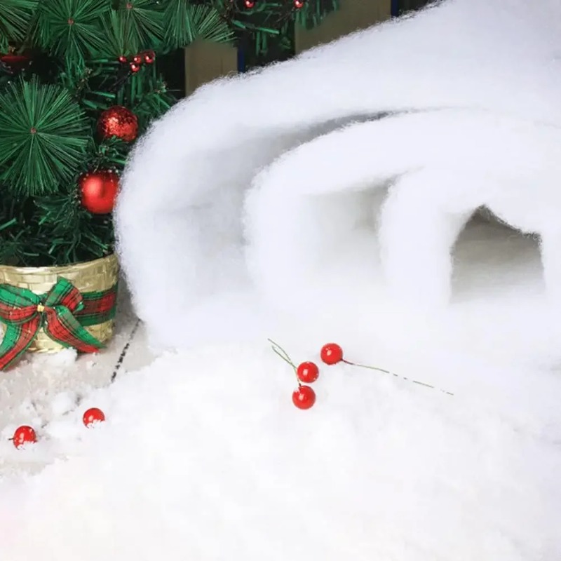 Christmas Artificial Snow Blanket White Snow Fluffy Fiber Stuffing Cotton Xmas Tree Backdrop Snow Scene Arrangement Party Decor