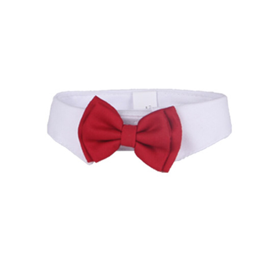 Vit röd hund valp katt bowknot fluga slips kläder för liten hund