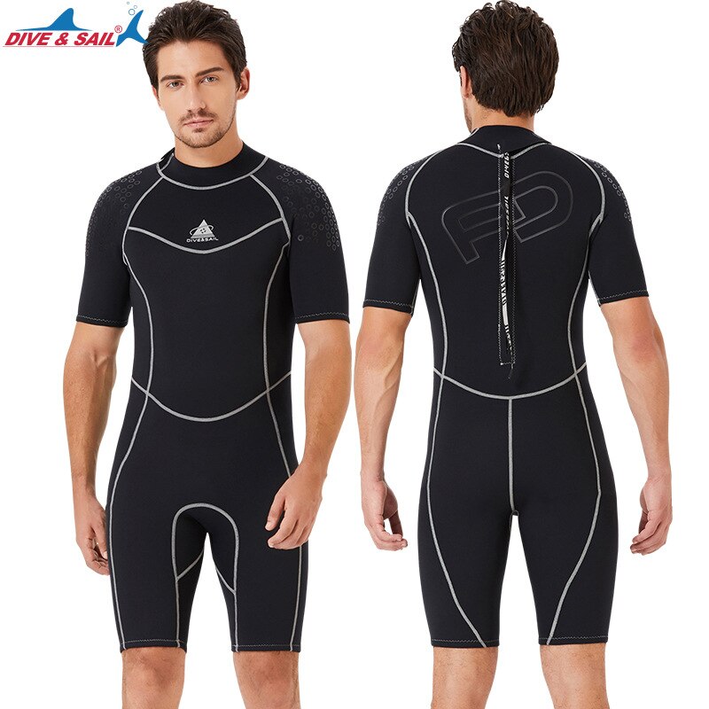 Men&#39;s Women&#39;s 1.5mm Neoprene Short Sleeve Back Zipper Diving Suit One-piece Warm Diving Suit Sunscreen Snorkeling Swimming Suit