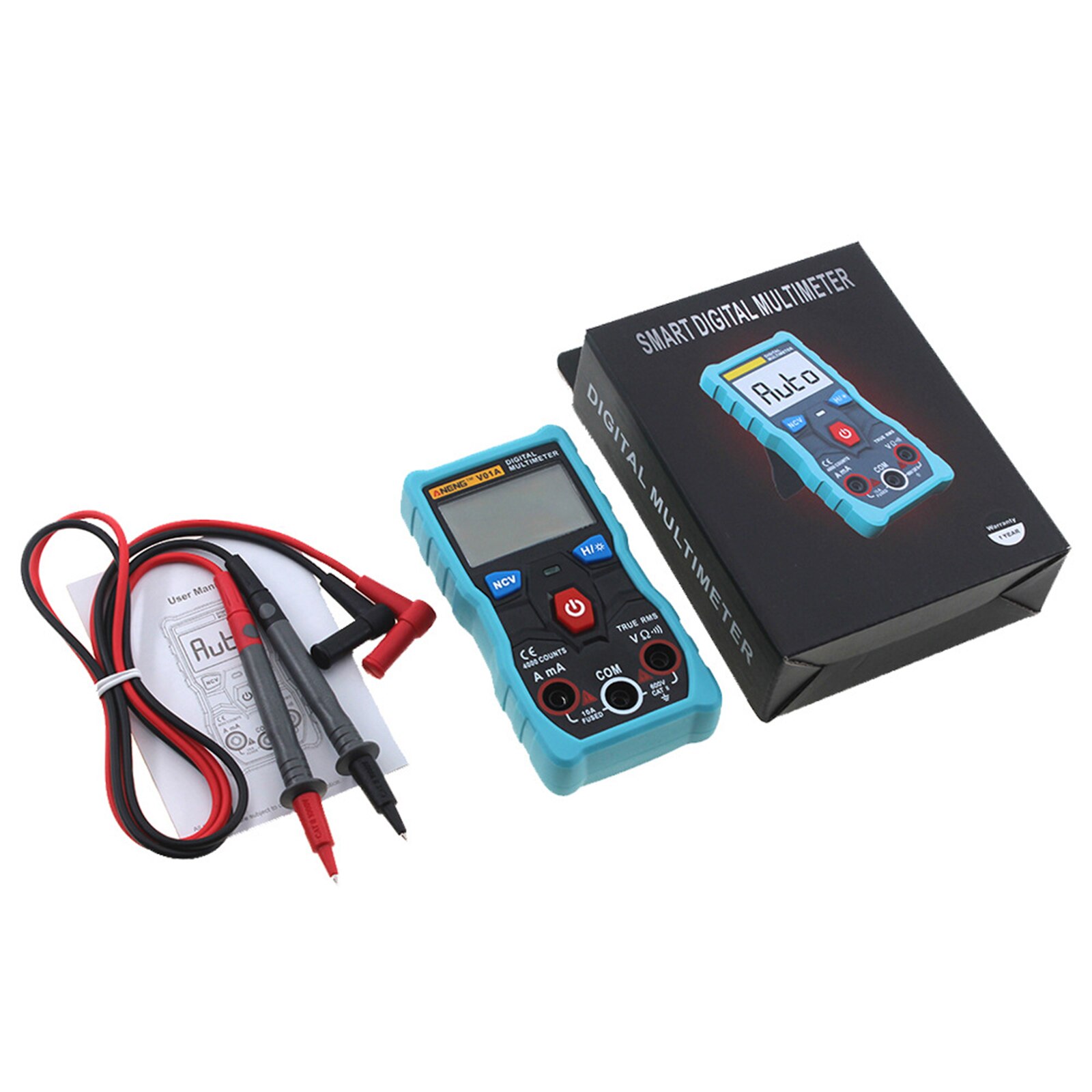 Digital Multimeter DC AC Voltmeter Current Tester Meter with Diode Continuity Test Automatic Multi Function Anti-Burn _WK: Blue